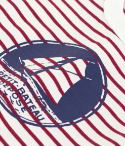 Petit Bateau T-Shirts, Oberteile*Kurzärmeliges Baby-T-Shirt aus Baumwolle mit Streifen ROT MILK/ AMARANTE