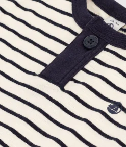 Petit Bateau T-Shirts, Oberteile*Kurzärmeliges Baby-T-Shirt aus geflammtem Jersey weiss AVALANCHE/blau SMOKING