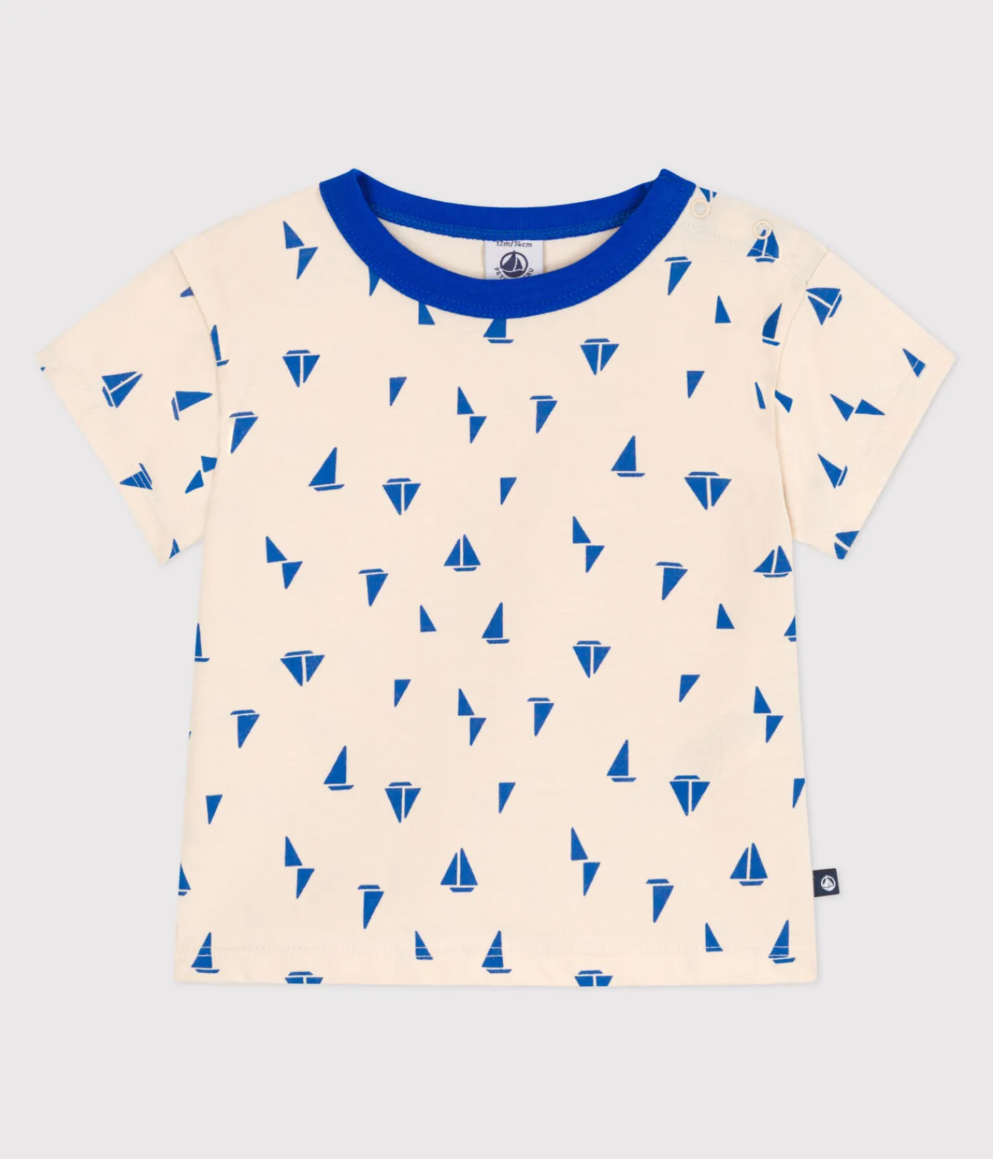 Petit Bateau T-Shirts, Oberteile*Kurzärmeliges Baby-T-Shirt aus Baumwolle mit Schiffchenmuster blau AVALANCHE/weiss PERSE
