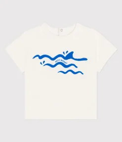 Petit Bateau T-Shirts, Oberteile*Kurzärmeliges Baby-T-Shirt aus einfarbiger Baumwolle blau MARSHMALLOW/ PORCELANA