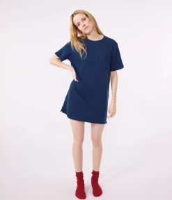 Petit Bateau Schlafanzüge, Nachthemden*Kurzärmeliges Damen-Nachthemd aus Baumwolle blau INCOGNITO