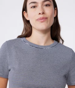 Petit Bateau Alle T-Shirts|Das Ikonische (Slim)*Kurzärmeliges Damen-T-Shirt blau SMOKING/weiss MARSHMALLOW