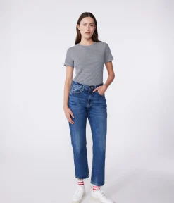 Petit Bateau Alle T-Shirts|Das Ikonische (Slim)*Kurzärmeliges Damen-T-Shirt blau SMOKING/weiss MARSHMALLOW