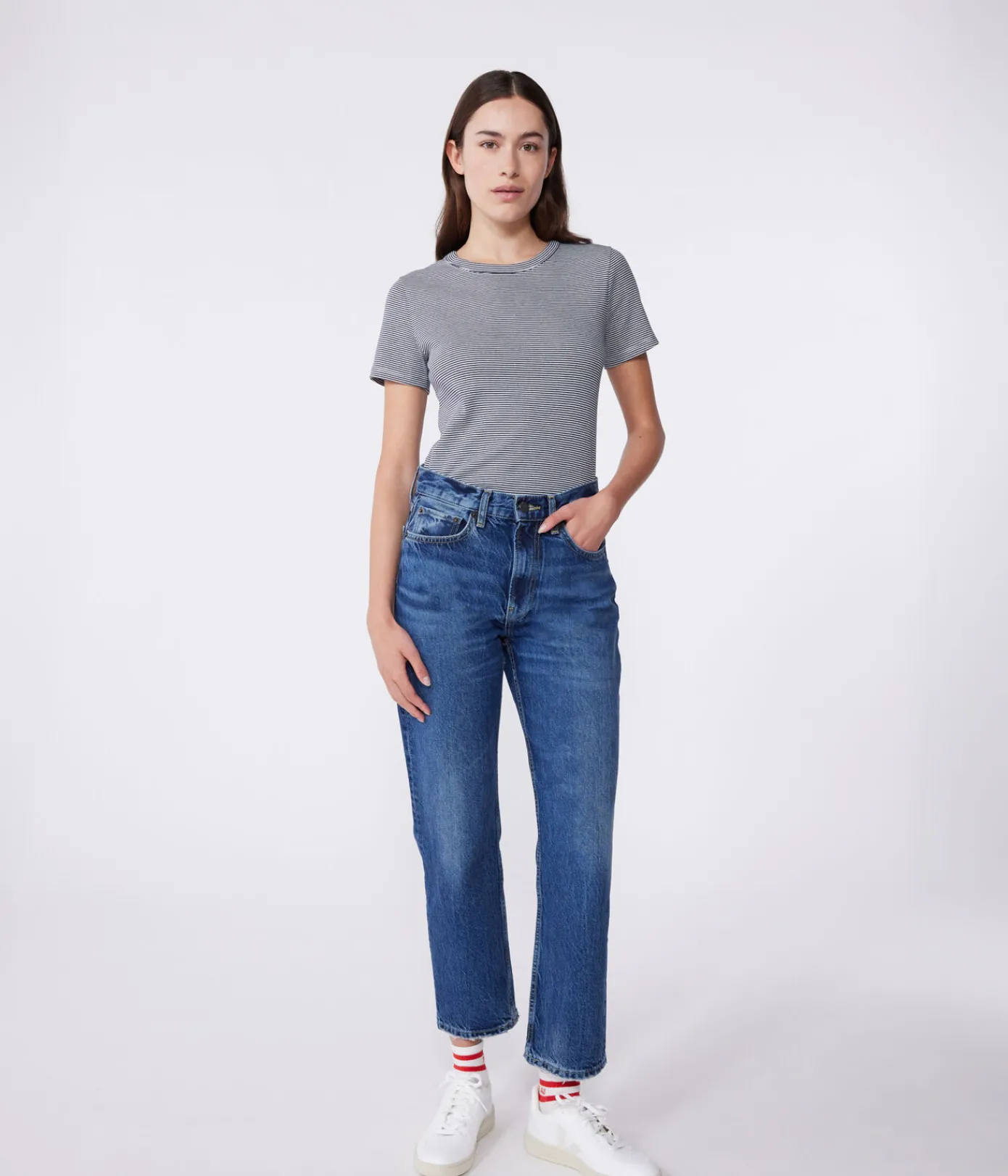 Petit Bateau Alle T-Shirts|Das Ikonische (Slim)*Kurzärmeliges Damen-T-Shirt blau SMOKING/weiss MARSHMALLOW