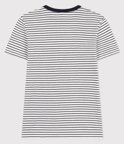 Petit Bateau Alle T-Shirts|T-Shirts, Tanktops*Kurzärmeliges Damen-T-Shirt weiss MARSHMALLOW/blau SMOKING