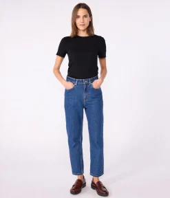 Petit Bateau Alle T-Shirts|Das Ikonische (Slim)*Kurzärmeliges Damen-T-Shirt L'ICONIQUE aus einfarbigem Rippstrick schwarz BLACK