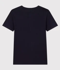Petit Bateau Alle T-Shirts|Das Ikonische (Slim)*Kurzärmeliges Damen-T-Shirt L'ICONIQUE aus einfarbigem Rippstrick blau SMOKING