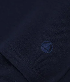 Petit Bateau Alle T-Shirts|Das Ikonische (Slim)*Kurzärmeliges Damen-T-Shirt L'ICONIQUE aus einfarbigem Rippstrick blau SMOKING