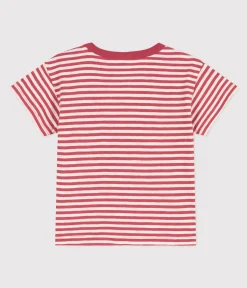Petit Bateau T-Shirts, Oberteile*Kurzärmeliges gestreiftes Baby-T-Shirt aus gestreiftem geflammtem Jersey. rosa PAPI/beige AVALANCHE