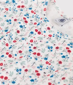 Petit Bateau T-Shirts, Tops, Oberteile*Kurzärmeliges Kinder T-Shirt aus Baumwolle mit Blumenmuster weiss MARSHMALLOW/weiss MULTICO