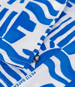Petit Bateau T-Shirts, Poloshirts, Hemden*Kurzärmeliges Kinder-Hemd aus bedruckter Baumwolle blau MARSHMALLOW/ PORCELANA
