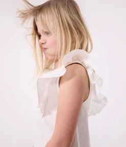 Petit Bateau Kleider, Röcke*Kurzärmeliges Kinder-Kleid aus Baumwolle weiss MARSHMALLOW/grau ARGENT
