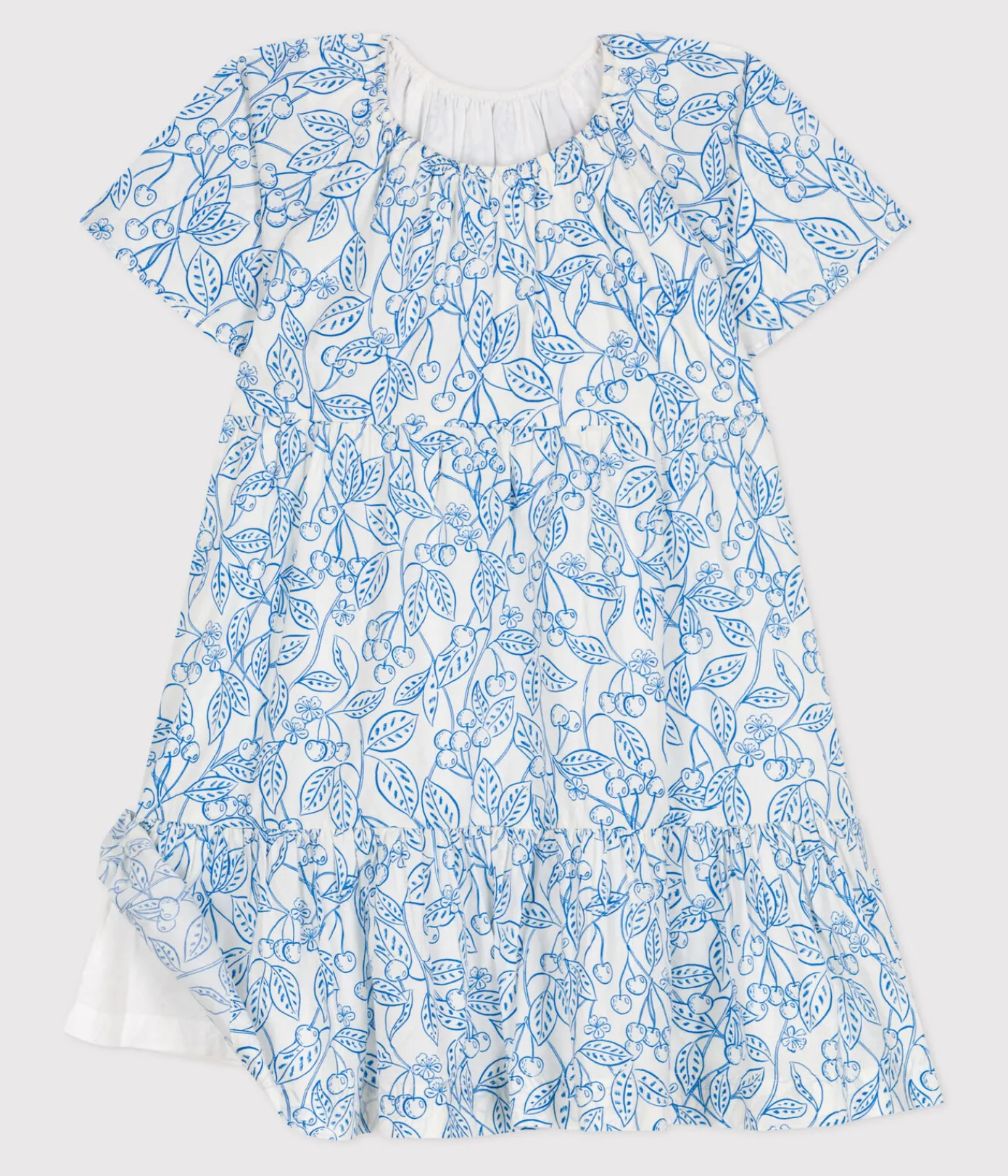 Petit Bateau Kleider, Röcke*Kurzärmeliges Kinder-Kleid aus bedruckter Baumwolle blau MARSHMALLOW/ PORCELANA