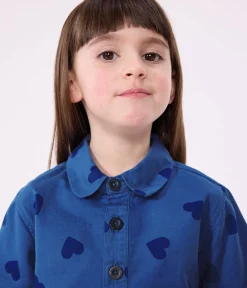Petit Bateau Kleider, Röcke*Kurzärmeliges Kinder-Kleid aus Baumwolle mit Herzmotiv blau ALASKA FONCE/ MEDIEVAL