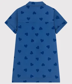 Petit Bateau Kleider, Röcke*Kurzärmeliges Kinder-Kleid aus Baumwolle mit Herzmotiv blau ALASKA FONCE/ MEDIEVAL