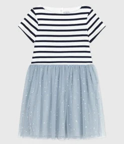 Petit Bateau Kleider, Röcke*Kurzärmeliges Kinder-Kleid aus Baumwolle mit Streifen CO2/ MULTICO