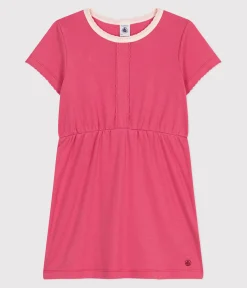 Petit Bateau Kleider, Röcke*Kurzärmeliges Kinder-Kleid aus einfarbiger Baumwolle rosa PEONIA