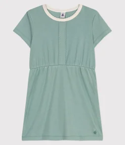 Petit Bateau Kleider, Röcke*Kurzärmeliges Kinder-Kleid aus einfarbiger Baumwolle grün PAUL
