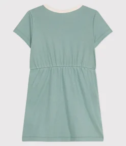 Petit Bateau Kleider, Röcke*Kurzärmeliges Kinder-Kleid aus einfarbiger Baumwolle grün PAUL