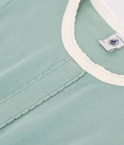 Petit Bateau Kleider, Röcke*Kurzärmeliges Kinder-Kleid aus einfarbiger Baumwolle grün PAUL