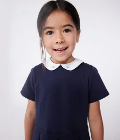 Petit Bateau Kleider, Röcke*Kurzärmeliges Kinder-Kleid aus einfarbiger Baumwolle blau SMOKING