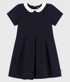 Petit Bateau Kleider, Röcke*Kurzärmeliges Kinder-Kleid aus einfarbiger Baumwolle blau SMOKING