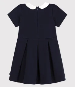 Petit Bateau Kleider, Röcke*Kurzärmeliges Kinder-Kleid aus einfarbiger Baumwolle blau SMOKING
