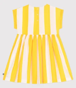 Petit Bateau Kleider, Röcke*Kurzärmeliges Kinder-Kleid aus Baumwolle mit Streifen weiss MARSHMALLOW/ ORGE