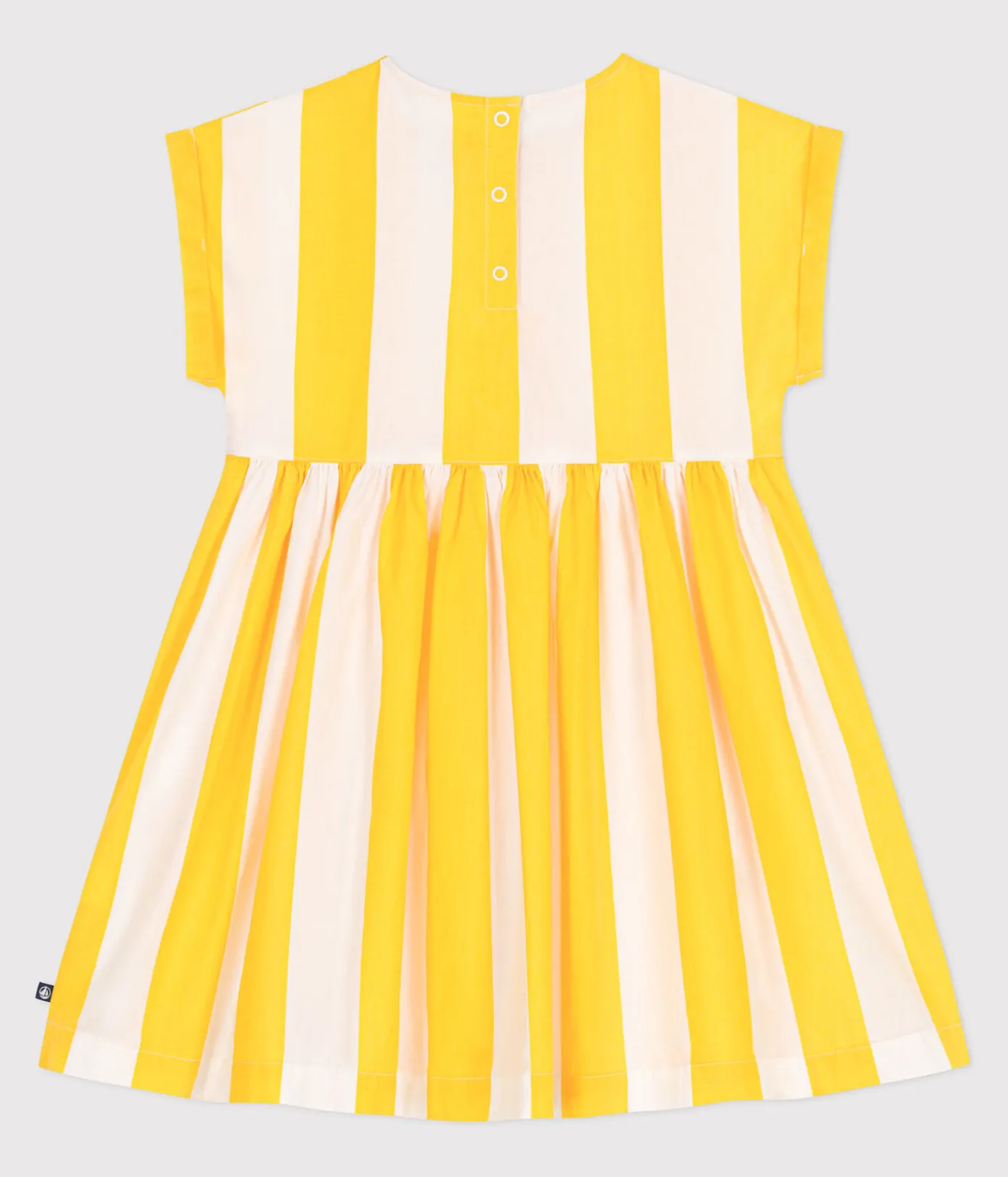 Petit Bateau Kleider, Röcke*Kurzärmeliges Kinder-Kleid aus Baumwolle mit Streifen weiss MARSHMALLOW/ ORGE