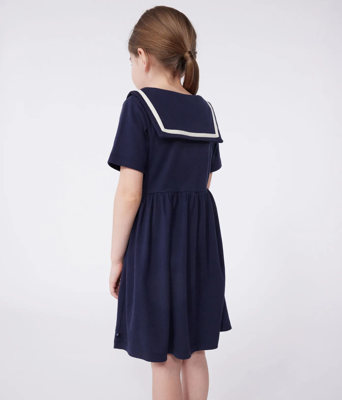 Petit Bateau Kleider, Röcke*Kurzärmeliges Kinder-Kleid aus einfarbiger Baumwolle blau SMOKING