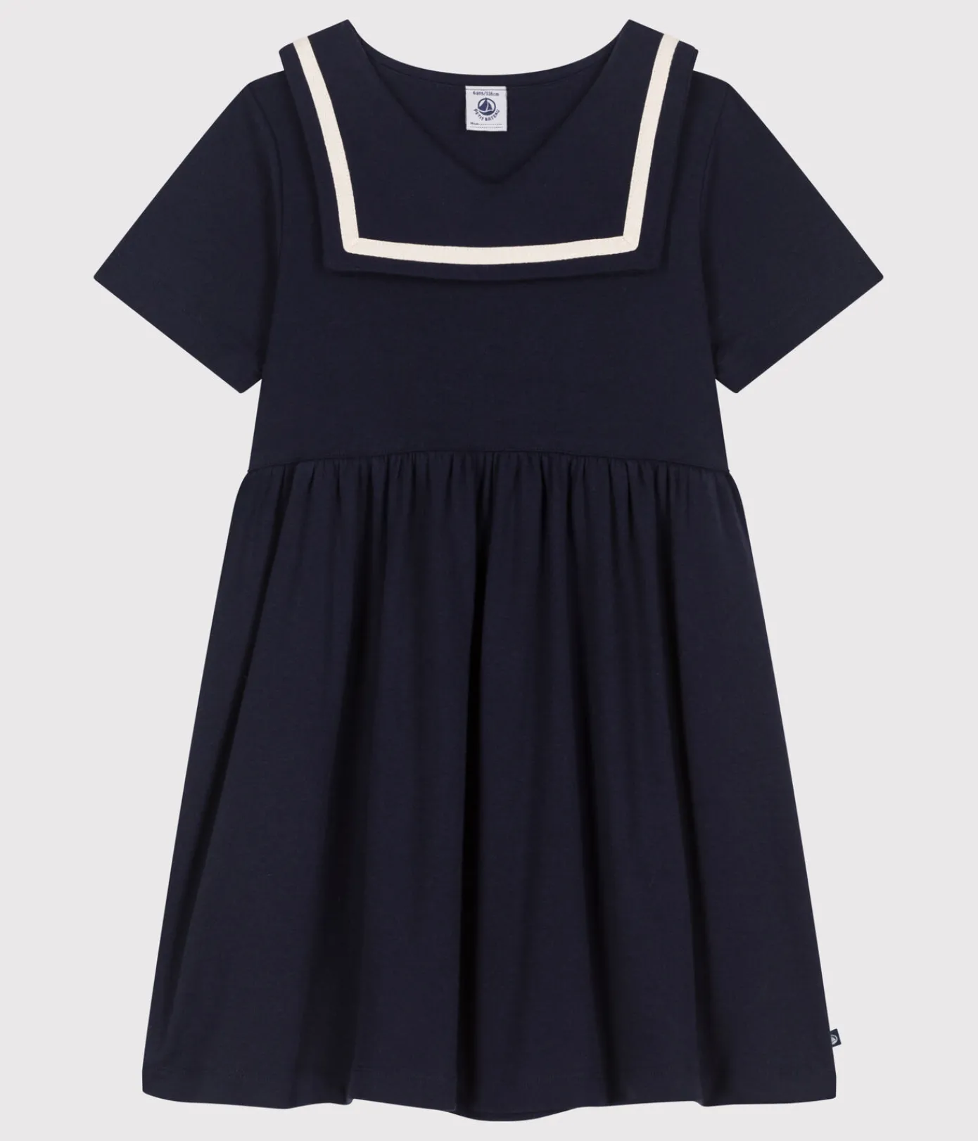 Petit Bateau Kleider, Röcke*Kurzärmeliges Kinder-Kleid aus einfarbiger Baumwolle blau SMOKING