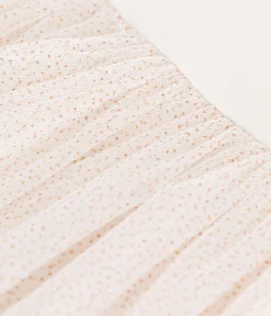 Petit Bateau Kleider, Röcke*Kurzärmeliges Kinder-Kleid aus Baumwolle und Tüll weiss MARSHMALLOW/rosa COPPER