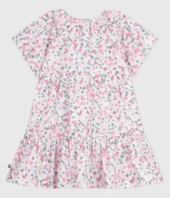 Petit Bateau Kleider, Röcke*Kurzärmeliges Kinder-Kleid aus bedruckter Baumwolle weiss MARSHMALLOW/weiss MULTICO