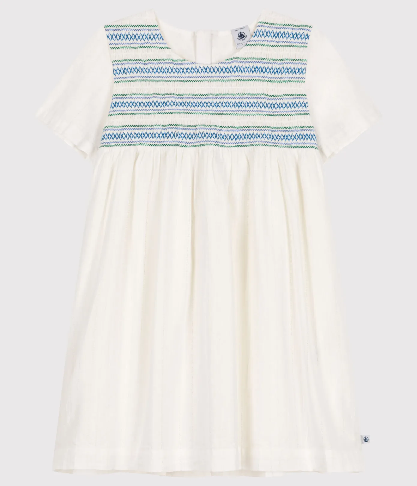 Petit Bateau Kleider, Röcke*Kurzärmeliges Kinder-Kleid aus Baumwolle weiss ECUME