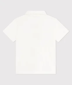 Petit Bateau T-Shirts, Poloshirts, Hemden*Kurzärmeliges Kinder-Poloshirt aus einfarbiger Baumwolle weiss MARSHMALLOW