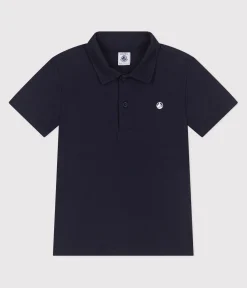 Petit Bateau T-Shirts, Poloshirts, Hemden*Kurzärmeliges Kinder-Poloshirt aus einfarbiger Baumwolle blau SMOKING