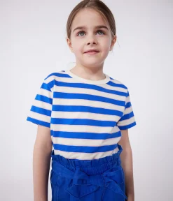 Petit Bateau T-Shirts, Tops, Oberteile*Kurzärmeliges Kinder-T-Shirt aus Baumwolle mit Streifen weiss AVALANCHE/ MULTICO