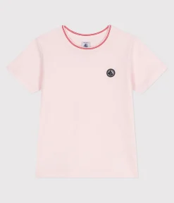 Petit Bateau T-Shirts, Tops, Oberteile*Kurzärmeliges Kinder-T-Shirt aus einfarbiger Baumwolle rosa FLEUR