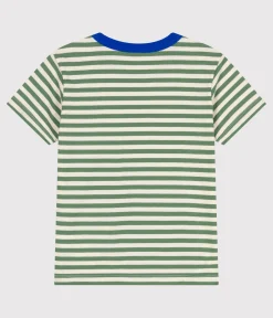Petit Bateau T-Shirts, Poloshirts, Hemden*Kurzärmeliges Kinder-T-Shirt aus Baumwolle mit Streifen grün PALMERAIE/ AVALANCHE