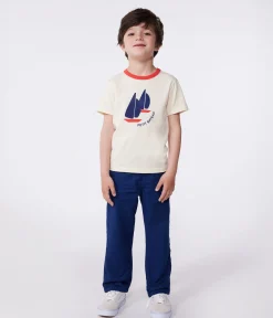 Petit Bateau T-Shirts, Poloshirts, Hemden*Kurzärmeliges Kinder-T-Shirt aus bedruckter Baumwolle naturfarben AVALANCHE