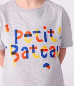 Petit Bateau T-Shirts, Poloshirts, Hemden*Kurzärmeliges Kinder-T-Shirt mit Muster grau FUMEE CHINE