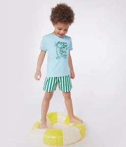 Petit Bateau T-Shirts, Poloshirts, Hemden*Kurzärmeliges Kinder-T-Shirt aus bedruckter Baumwolle blau AQUATIC