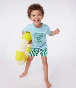 Petit Bateau T-Shirts, Poloshirts, Hemden*Kurzärmeliges Kinder-T-Shirt aus bedruckter Baumwolle blau AQUATIC