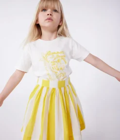 Petit Bateau T-Shirts, Tops, Oberteile*Kurzärmeliges Kinder-T-Shirt aus bedruckter Baumwolle weiss MARSHMALLOW/ ORGE