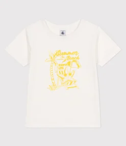 Petit Bateau T-Shirts, Tops, Oberteile*Kurzärmeliges Kinder-T-Shirt aus bedruckter Baumwolle weiss MARSHMALLOW/ ORGE