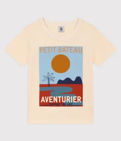 Petit Bateau T-Shirts, Poloshirts, Hemden|T-Shirts, Tops, Oberteile*Kurzärmeliges Kinder-T-Shirt aus Baumwolle für Jungen naturfarben AVALANCHE