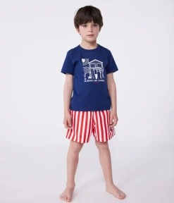 Petit Bateau T-Shirts, Poloshirts, Hemden*Kurzärmeliges Kinder-T-Shirt aus bedruckter Baumwolle blau MEDIEVAL