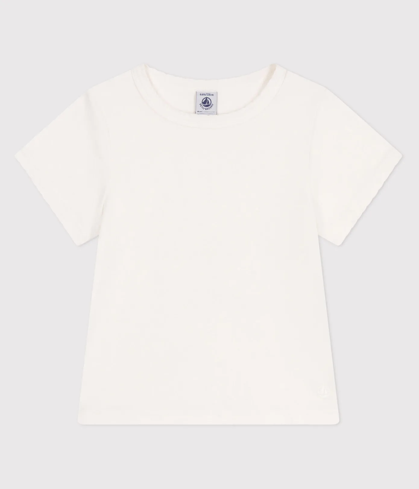 Petit Bateau T-Shirts, Tops, Oberteile*Kurzärmeliges Kinder-T-Shirt aus einfarbiger Baumwolle weiss MARSHMALLOW