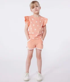 Petit Bateau T-Shirts, Tops, Oberteile*Kurzärmeliges Kinder-T-Shirt aus bedruckter Baumwolle orange ABRICOT/ MARSHMALLOW