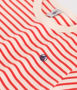 Petit Bateau T-Shirts, Poloshirts, Hemden*Kurzärmeliges Kinder-T-Shirt aus Baumwolle mit Streifen ROT AVALANCHE/ SPICY